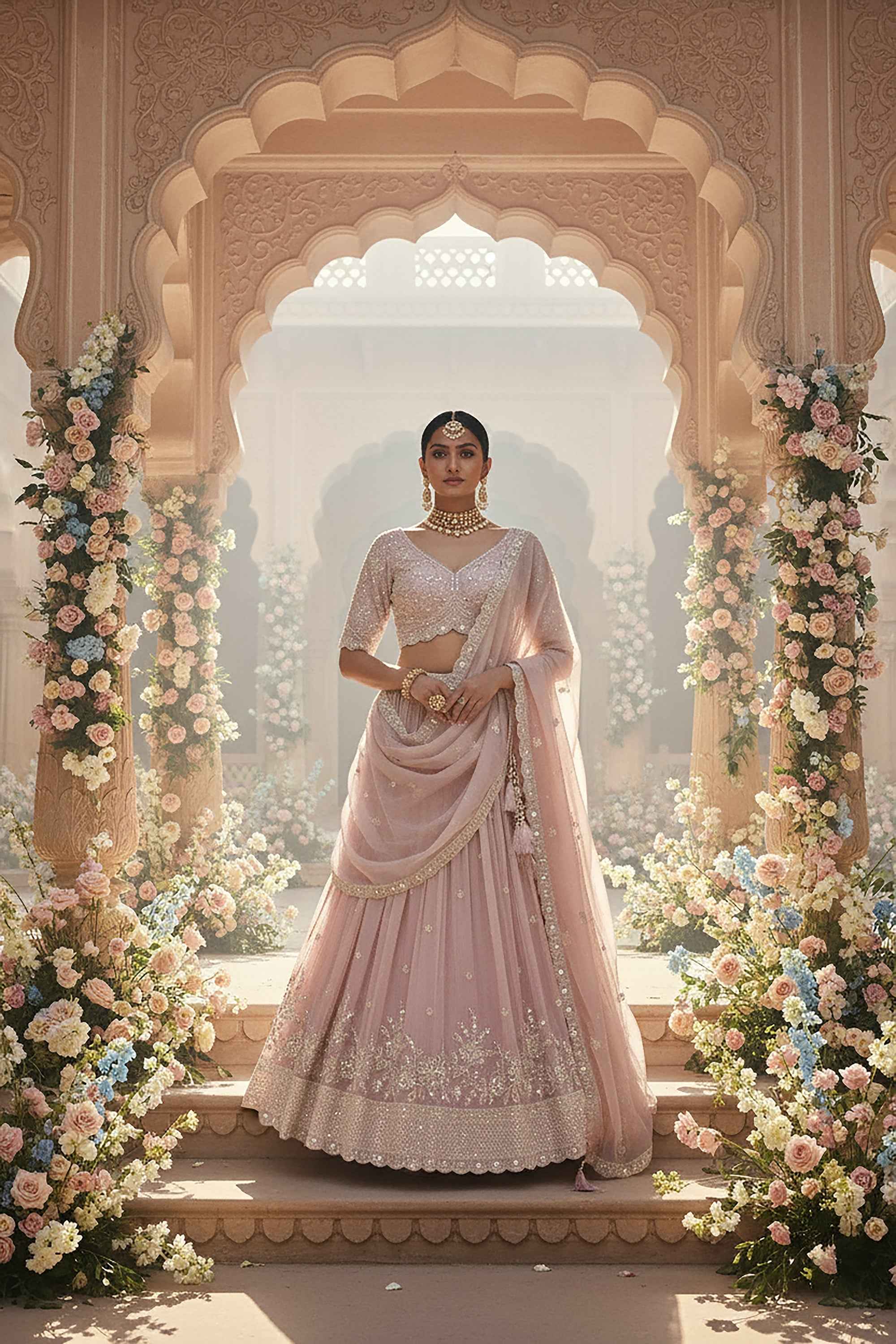 🌸 Ethereal Mauve: Pastel Mauve Designer Lehenga Choli with Handwork – Palkhi Fashion