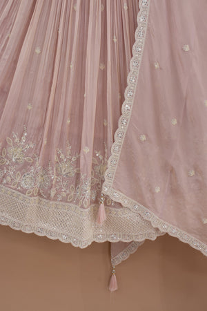 🌸 Ethereal Mauve: Pastel Mauve Designer Lehenga Choli with Handwork – Palkhi Fashion
