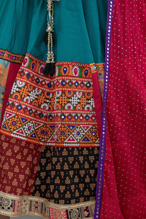 Festive Glow: 10 Meters Teal blue Blue Navratri Chaniya Choli Set – Palkhi Fashion