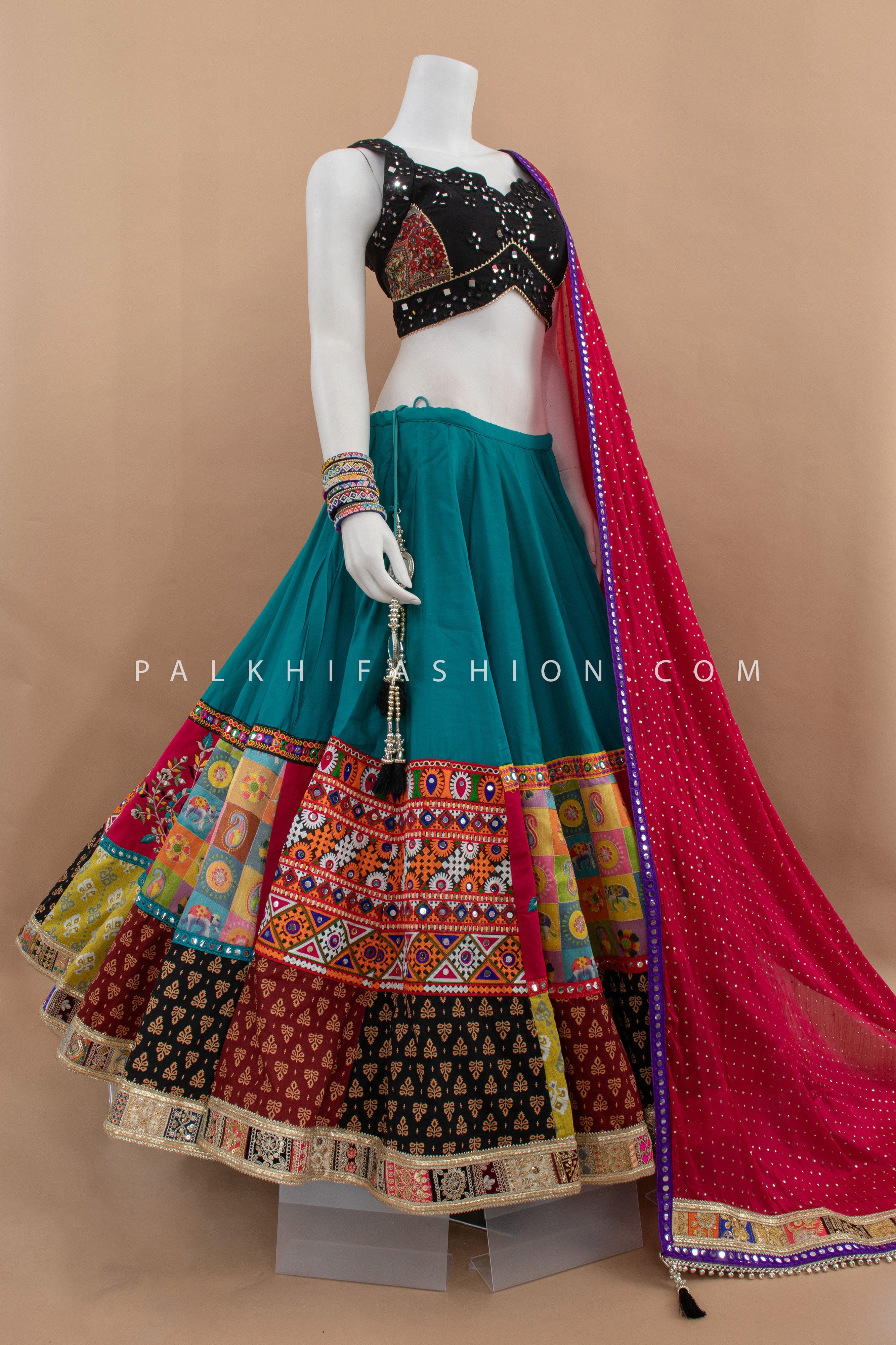 Festive Glow: 10 Meters Teal blue Blue Navratri Chaniya Choli Set – Palkhi Fashion