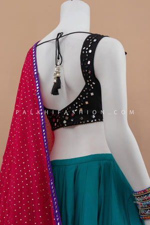 Festive Glow: 10 Meters Teal blue Blue Navratri Chaniya Choli Set – Palkhi Fashion