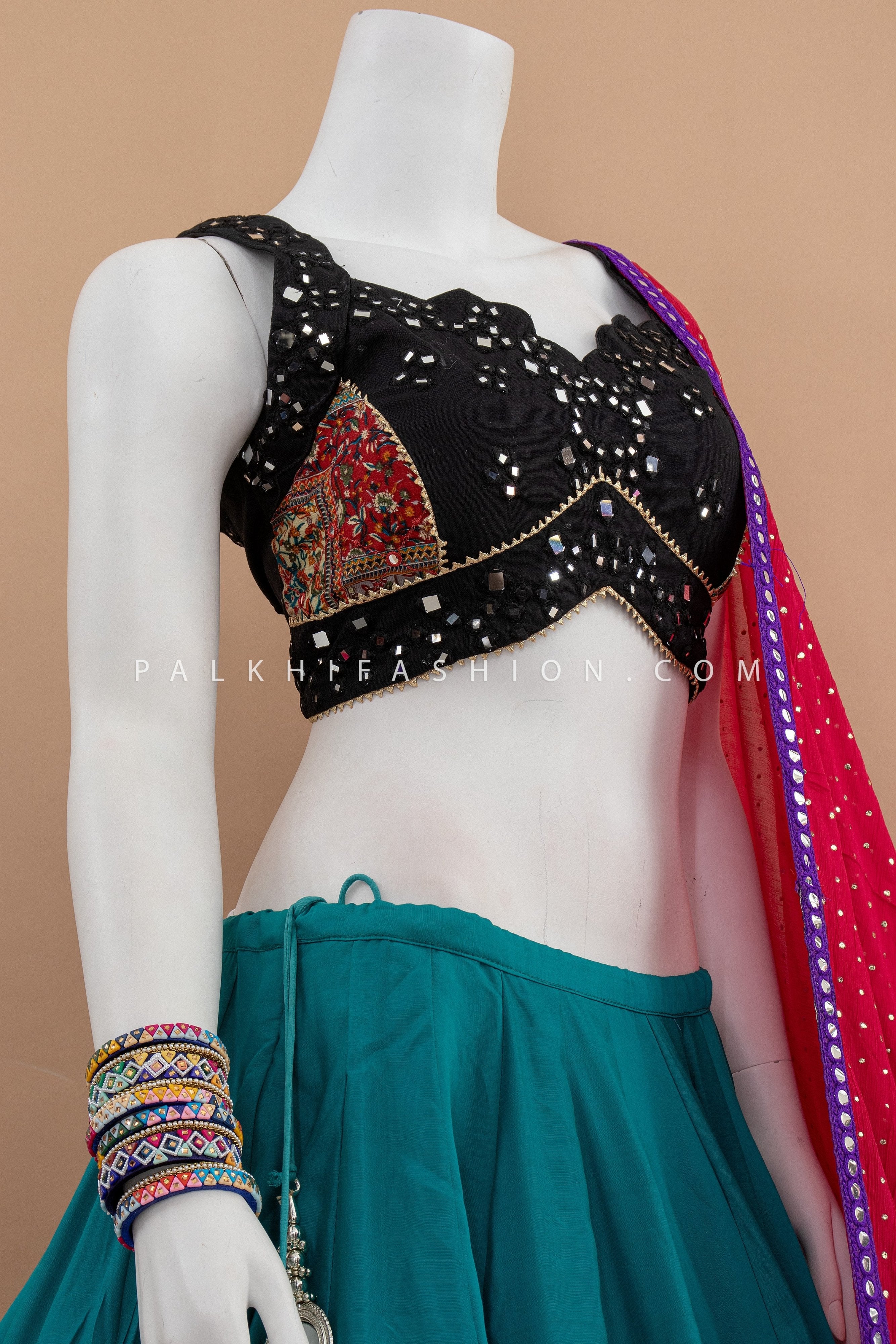 Festive Glow: 10 Meters Teal blue Blue Navratri Chaniya Choli Set – Palkhi Fashion