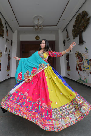🌸 Festive Grace: Multicolor Katha Work Navratri Chaniya Choli – Palkhi Fashion