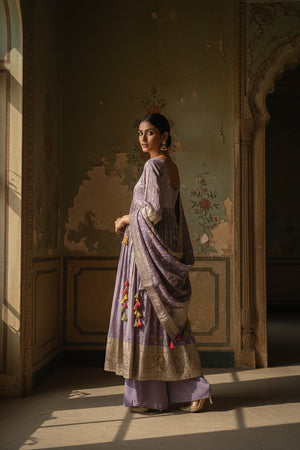 Festive Lilac Naira - Cut Palazzo Ensemble with Attractive Dupatta – Palkhi Fashion USA