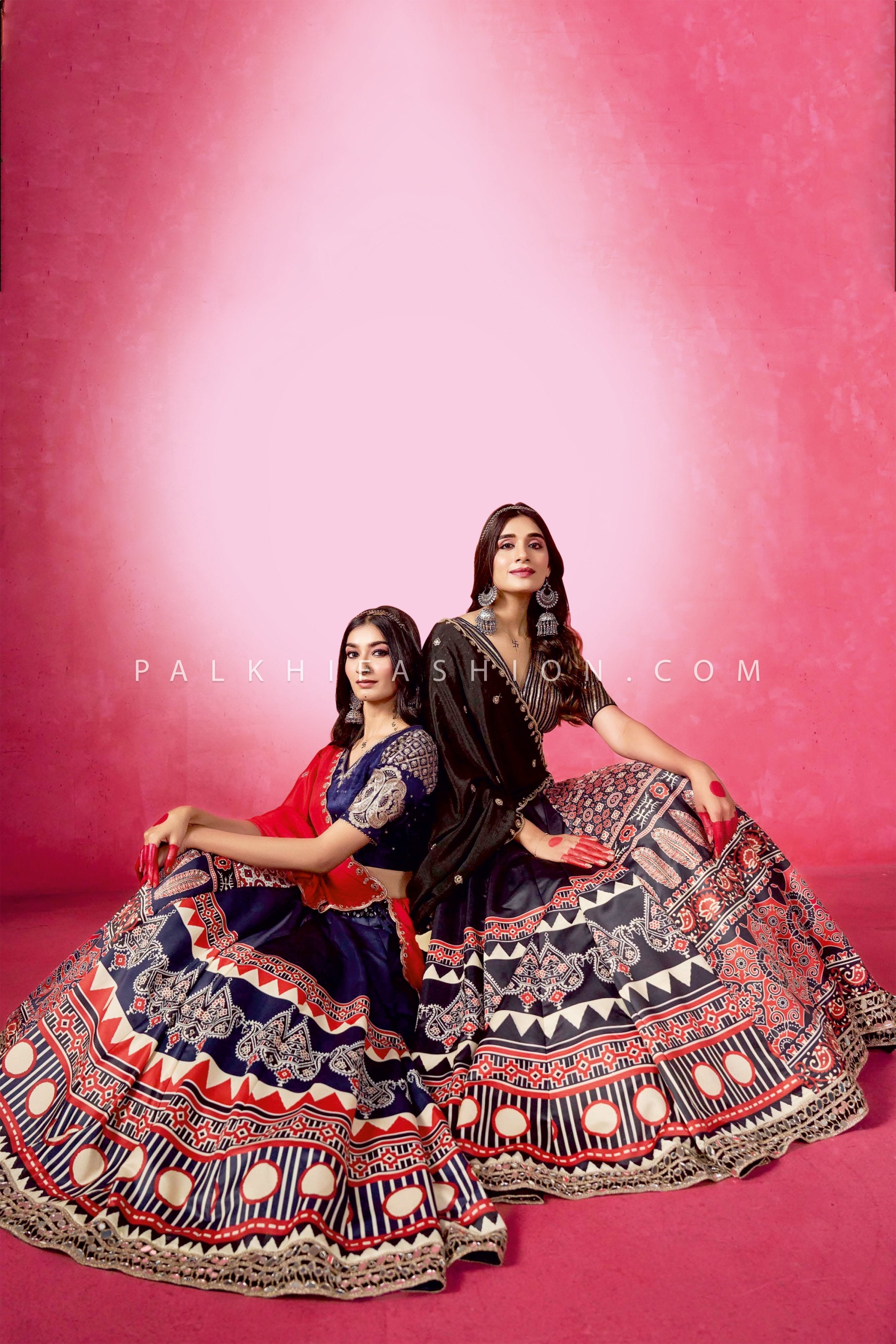 Festive Remix: Blue Handcrafted Ajarakh Navratri Chaniya Choli – Palkhi Fashion