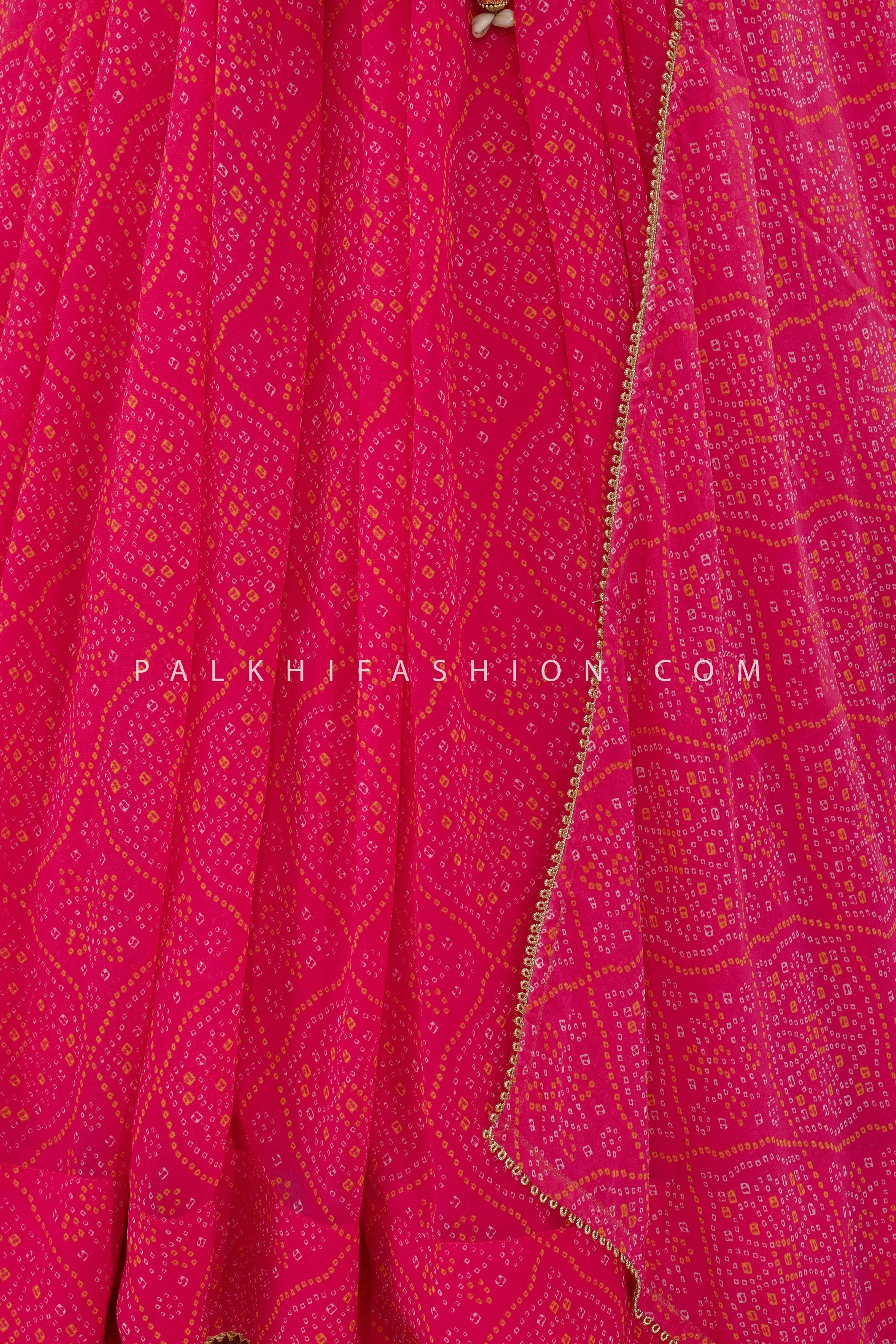 💖 Fuchsia Fest: Pink Georgette Full - Flair Bandhani Chaniya Choli – Palkhi Fashion