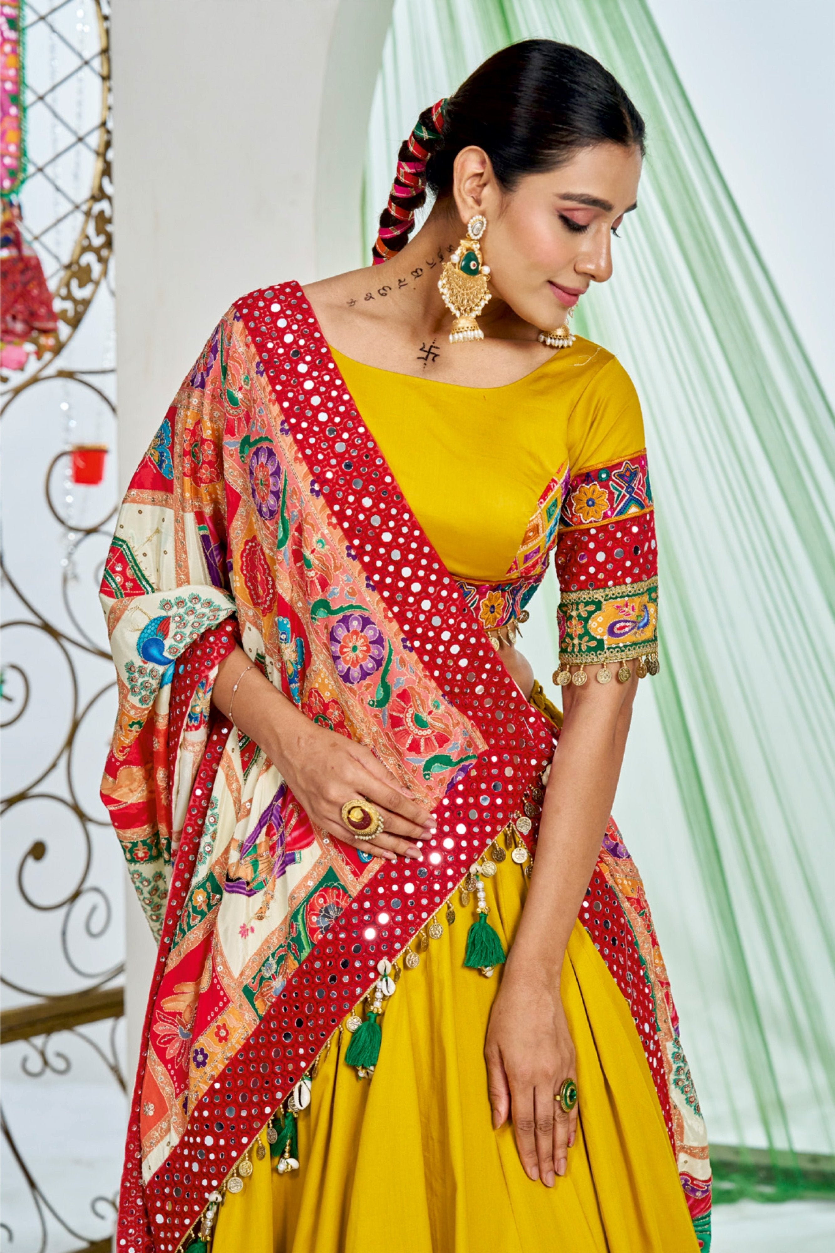 ✨ Golden Grace: Light Mustard Designer Navratri Chaniya Choli with Stunning Dupatta – Palkhi Fashion