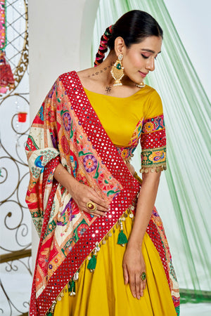 ✨ Golden Grace: Light Mustard Designer Navratri Chaniya Choli with Stunning Dupatta – Palkhi Fashion