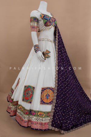 ✨ Heritage Glow: White Premium Chaniya Choli with Heritage Work – Palkhi Fashion