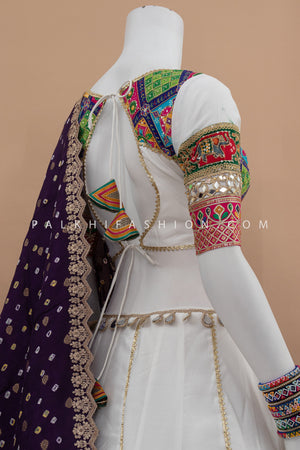 ✨ Heritage Glow: White Premium Chaniya Choli with Heritage Work – Palkhi Fashion