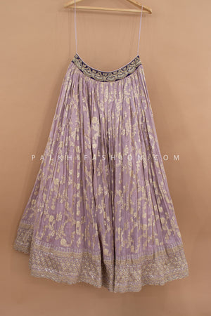 Heritage Lilac: Banarasi Silk Lehenga Choli with Purple Hand - Embroidered Blouse – Palkhi Fashion
