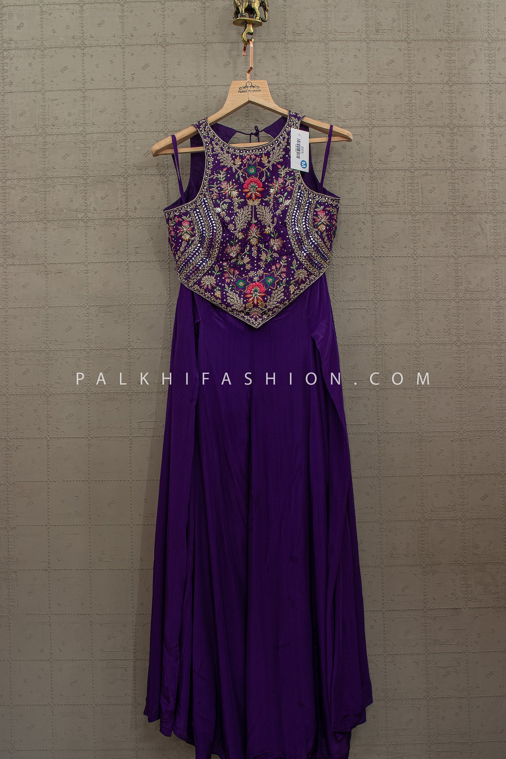 Imperial Violet Glam – Purple Mirror Work Indo - Western Palazzo Ensemble – Palkhi Fashion