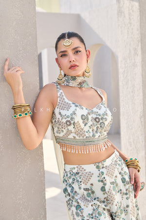 Ivory Pearl Blossom: Contemporary Embroidered Palazzo Outfit – Palkhi Fashion