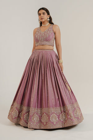 Lavish Mauve Lehenga Choli with Bead & Handwork – Palkhi Fashion