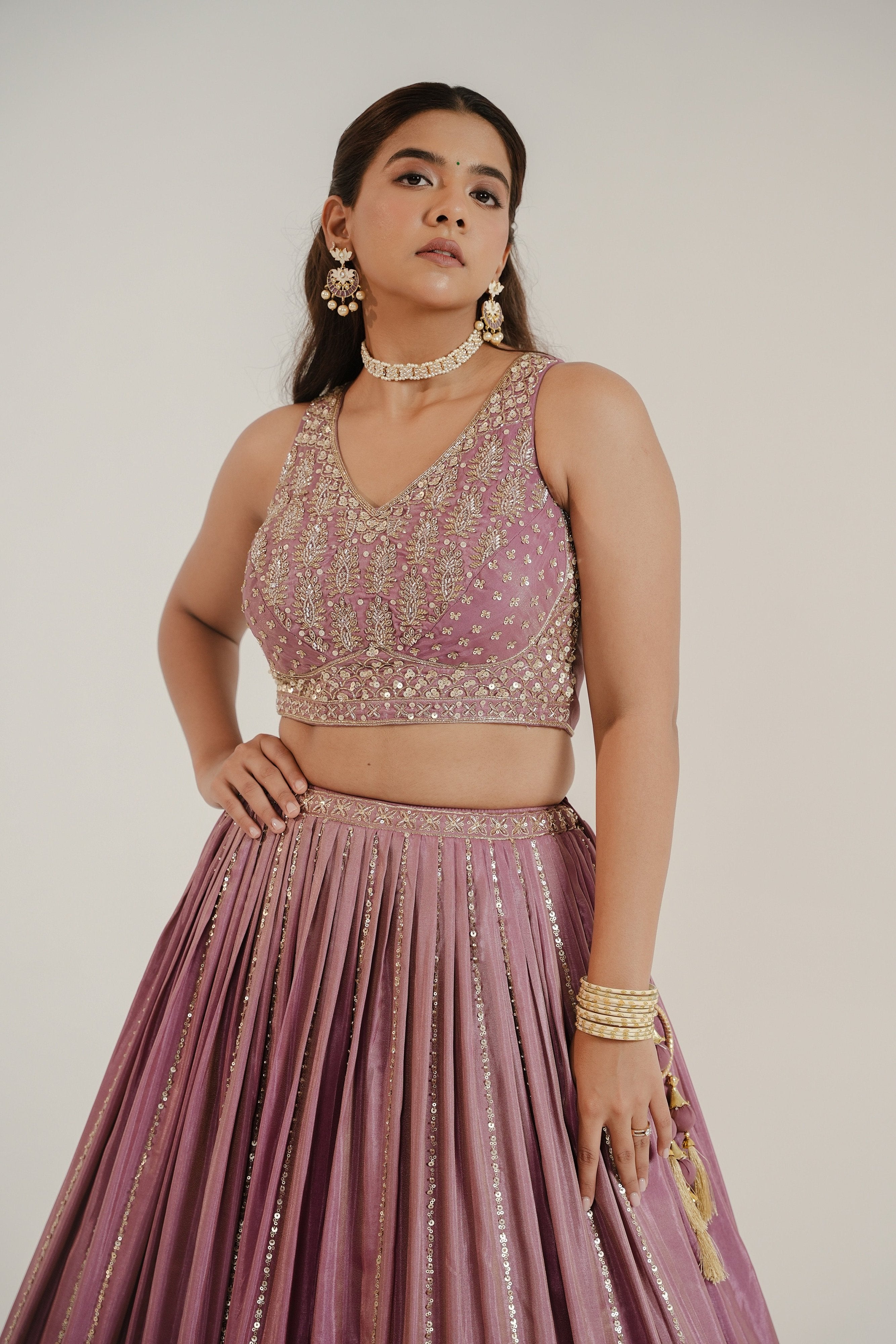 Lavish Mauve Lehenga Choli with Bead & Handwork – Palkhi Fashion