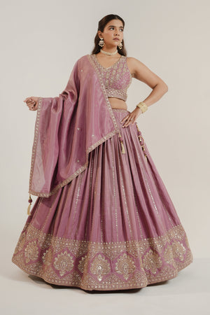 Lavish Mauve Lehenga Choli with Bead & Handwork – Palkhi Fashion