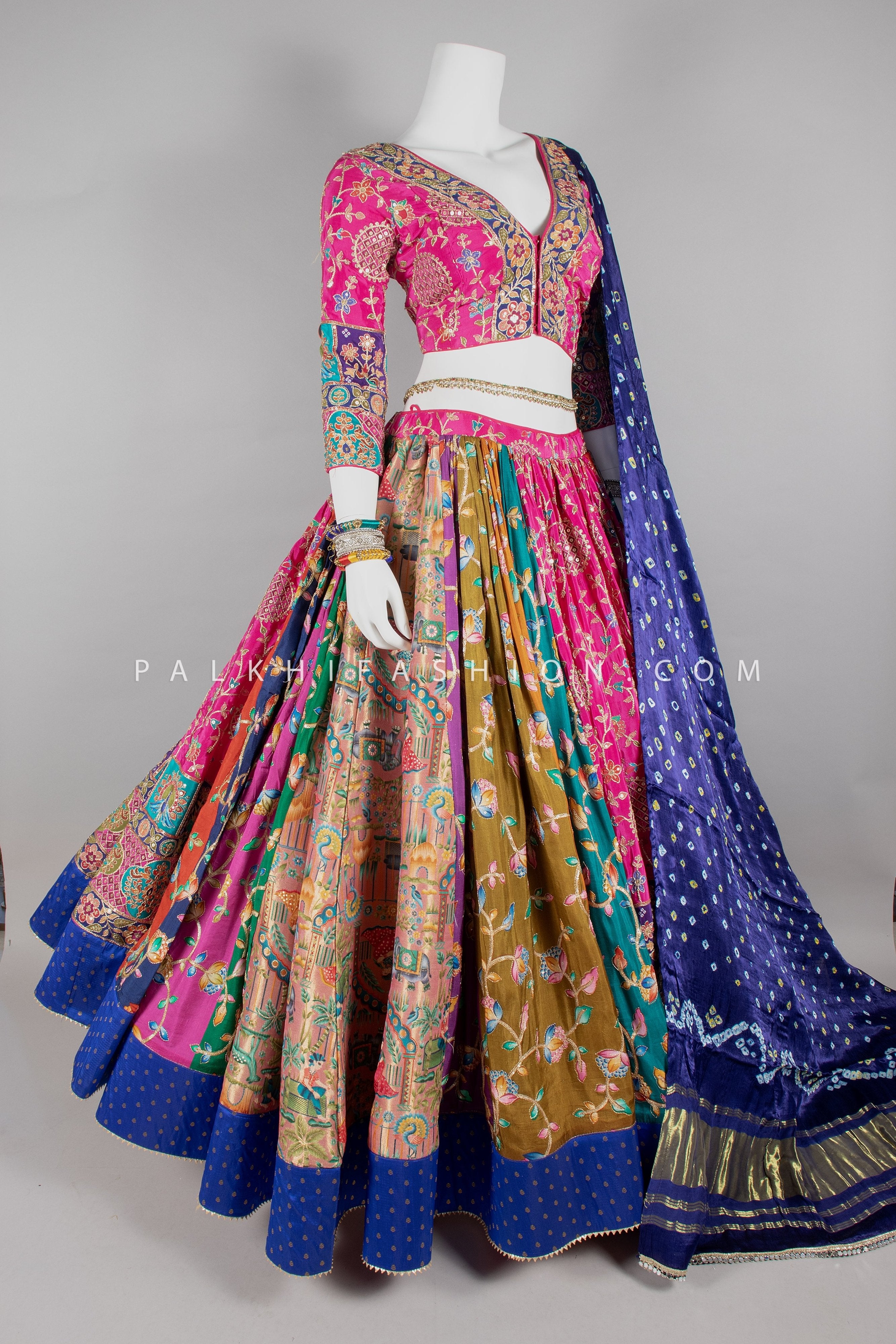 Lavish Multicolor Navratri Chaniya Choli with Silk Weaving Work