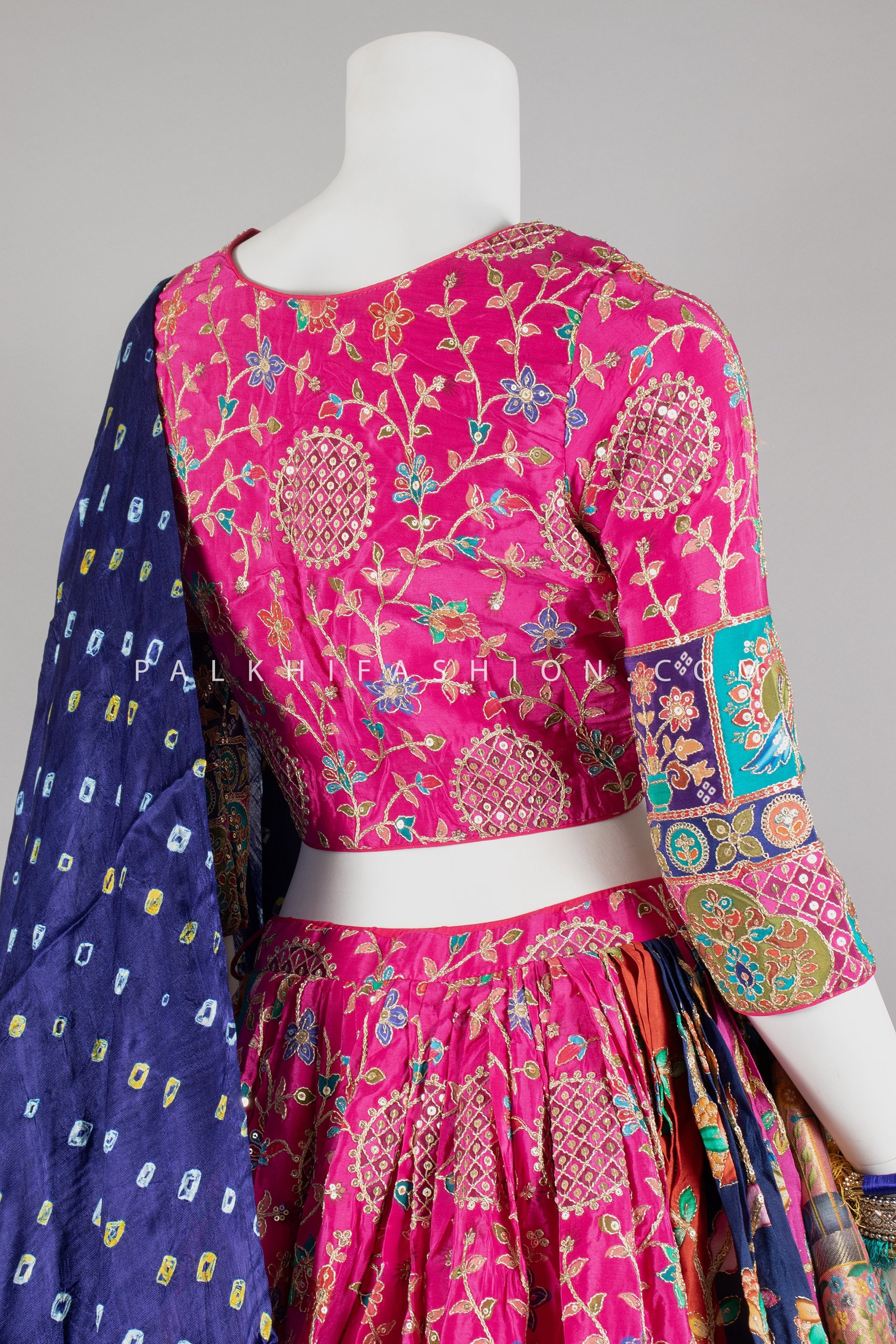 Lavish Multicolor Navratri Chaniya Choli with Silk Weaving Work