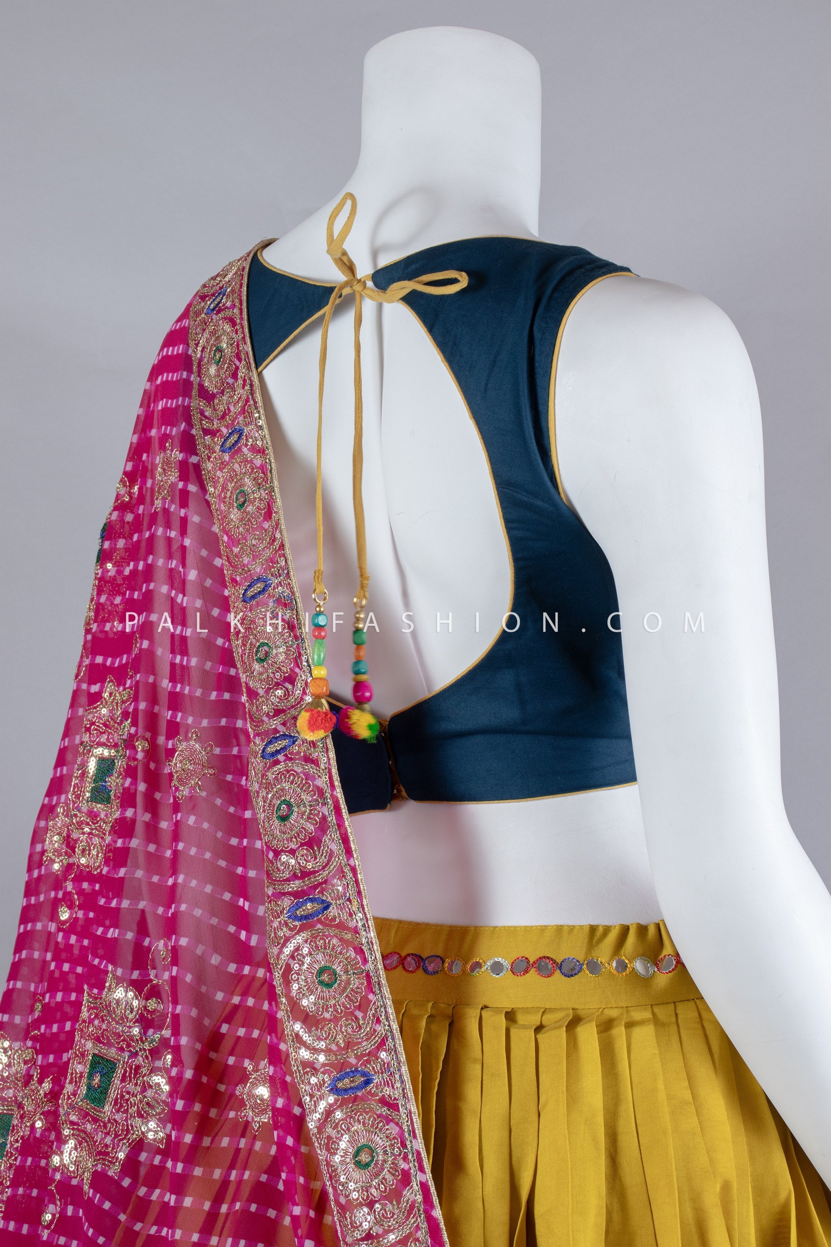 Light Mustard Navratri Chaniya Choli with Kutchi Embroidery – Palkhi Fashion