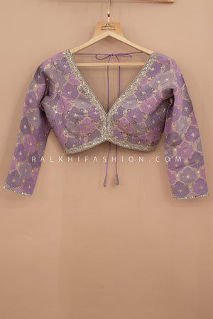 Lilac Noor: Pastel Lilac Banarasi Jaal Designer Lehenga Set – Palkhi USA