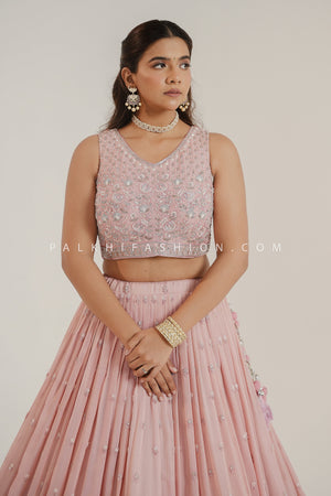 Luxury Loom: Peach Designer Lehenga Choli with Bead work – Palkhi Fashion