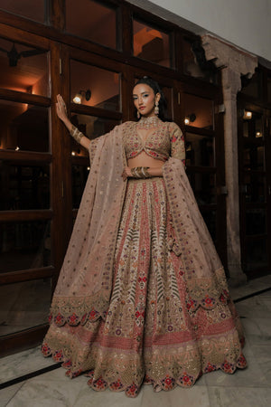 Majestic Allure: Exquisite Designer Lehenga Choli with Handcrafted Embellishments