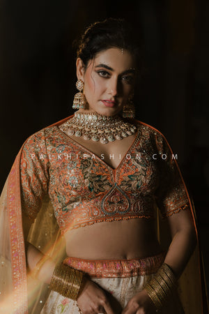 Majestic Allure: Multicolor Banarasi Weaving Silk Lehenga Choli – Palkhi Fashion