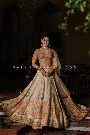 Majestic Allure: Multicolor Banarasi Weaving Silk Lehenga Choli – Palkhi Fashion