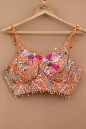 🧡 Marigold Bloom: Light Orange Designer Lehenga Choli with Embellished Blouse – Palkhi Fashion