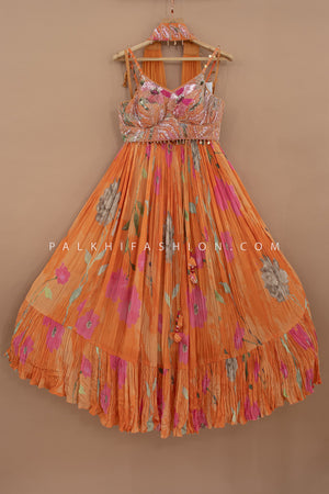 🧡 Marigold Bloom: Light Orange Designer Lehenga Choli with Embellished Blouse – Palkhi Fashion