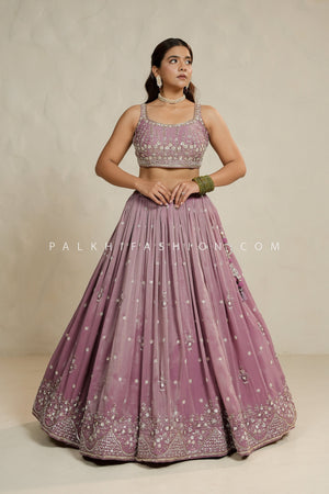 Mauve Soft Silk Lehenga Choli with Bead & Handwork – Palkhi Fashion