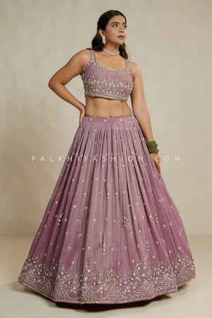 Mauve Soft Silk Lehenga Choli with Bead & Handwork – Palkhi Fashion