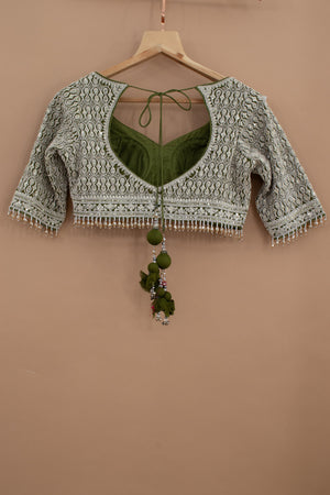 Mehndi Majesty: Light Mehndi Green Designer Lehenga Choli – Palkhi Fashion