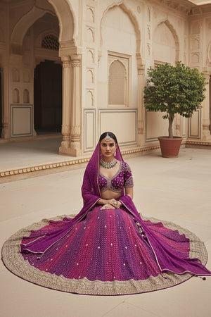 Merlot Majesty: Bandhani Brilliance in Wine Magenta Designer Lehenga Choli