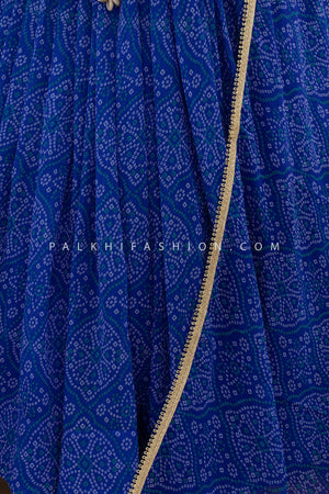 💙 Midnight Melody: Blue Georgette Full - Flair Bandhani Chaniya Choli – Palkhi Fashion