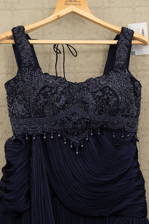 Midnight Siren: Navy Mermaid Lehenga Choli with Luxe Beadwork – Palkhi Fashion