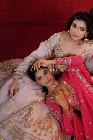 Modern Diva: Pastel Pink Pure Georgette Designer Lehenga Choli – Palkhi Fashion
