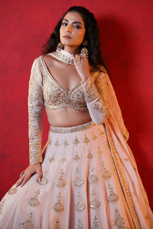 Modern Diva: Pastel Pink Pure Georgette Designer Lehenga Choli – Palkhi Fashion