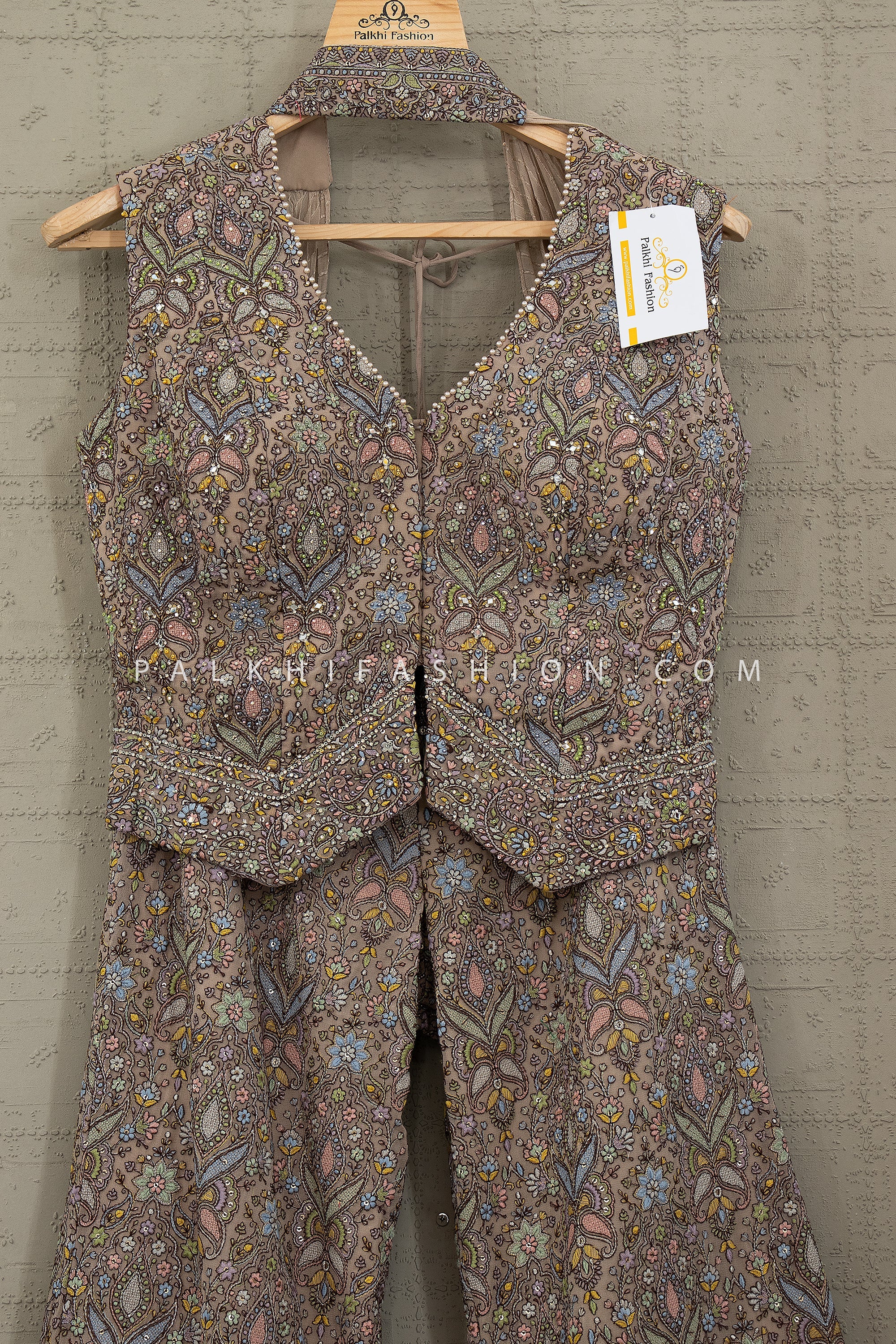 Mughal Reverie — Multicolor Kashmiri - Inspired Embroidered Designer Palazzo Outfit by Palkhi Fashion