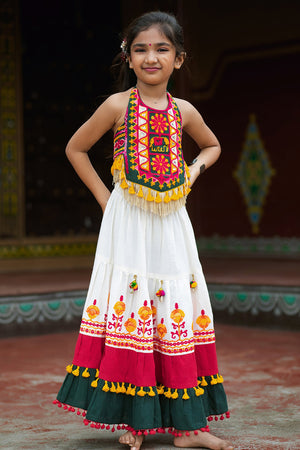 Multicolor Cotton Girls Chaniya Choli with Traditional Embroidery – Palkhi Fashion