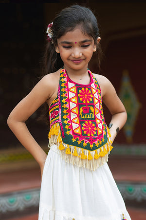Multicolor Cotton Girls Chaniya Choli with Traditional Embroidery – Palkhi Fashion