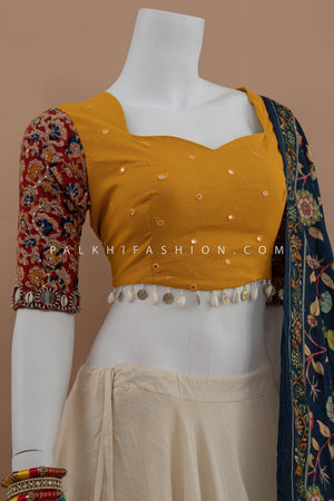 Multicolor Premium Cotton Chaniya Choli With Kalamkari Dupatta– Palkhi Fashion