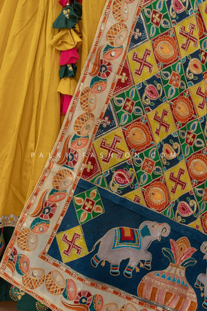 Mustard & Pink Navratri Chaniya Choli with Stunning Embroidered Dupatta – Palkhi Fashion