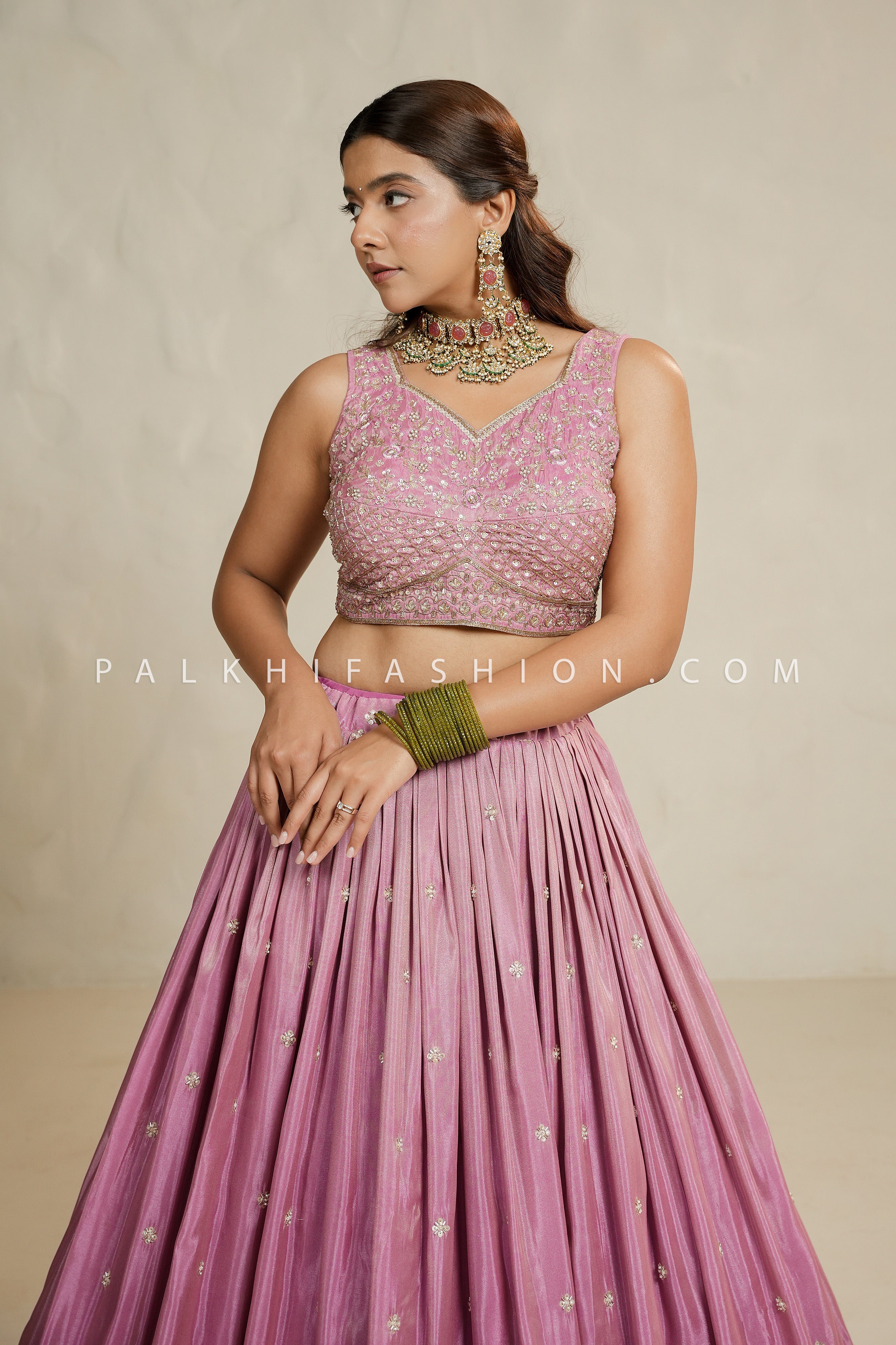 Mystic Mauve: Mauve Lehenga Choli with Bead & Handwork – Palkhi Fashion