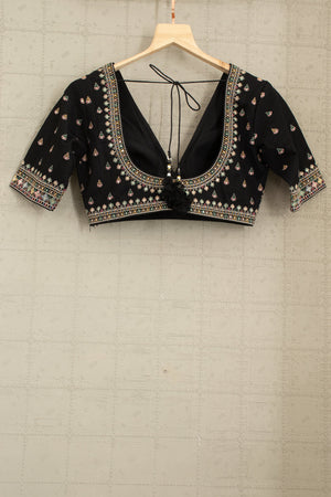 🖤 Noir Elegance: Thread - Embroidered Black Lehenga Choli Set by Palkhi Fashion