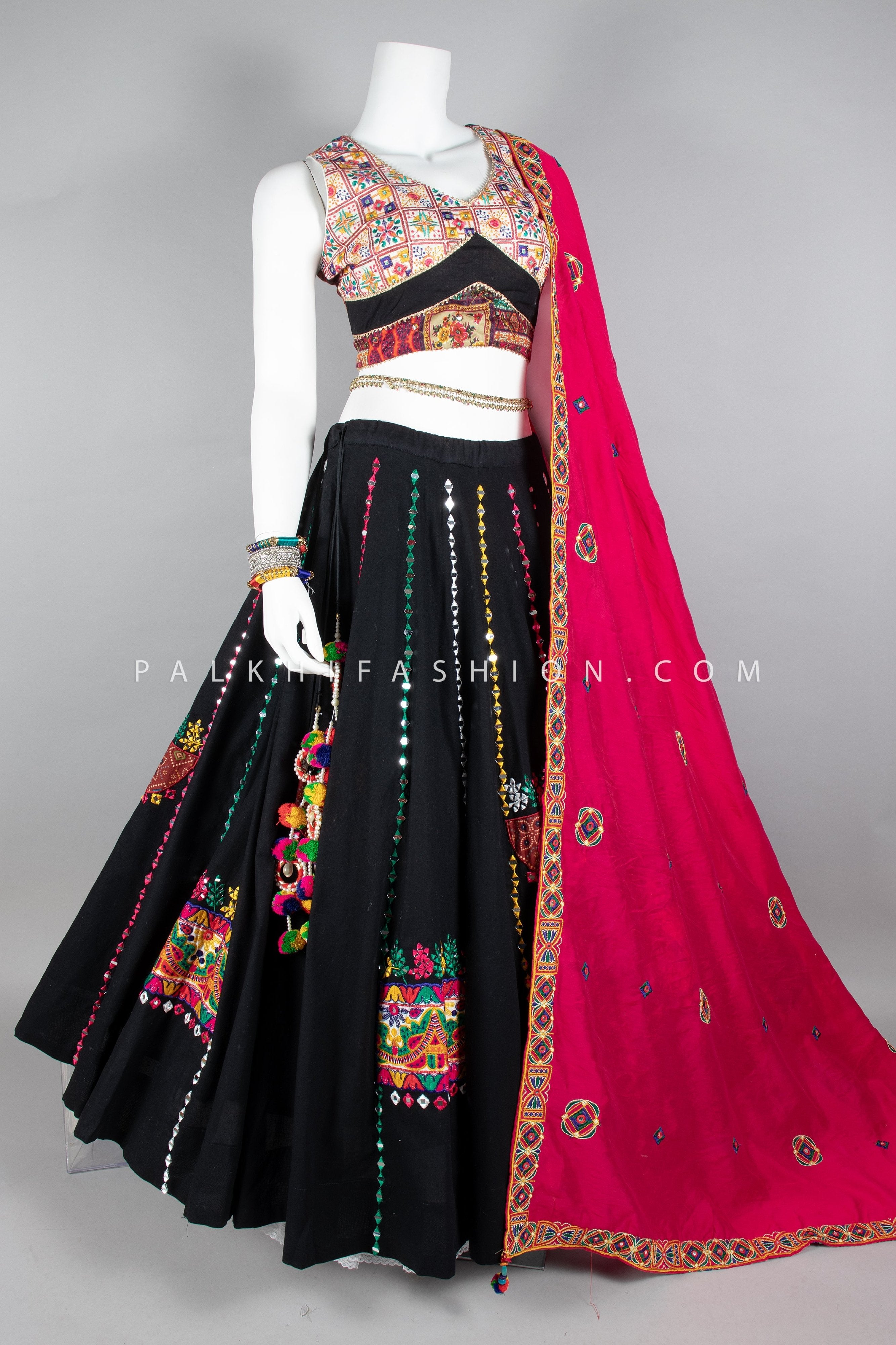 Opulent Black Designer Chaniya Choli with Exquisite Handwork