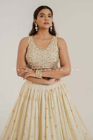 Opulent Charm: Lavish Champagne Color Lehenga Choli – Palkhi Fashion USA