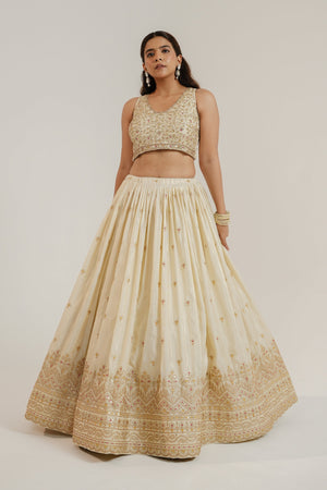 Opulent Charm: Lavish Champagne Color Lehenga Choli – Palkhi Fashion USA