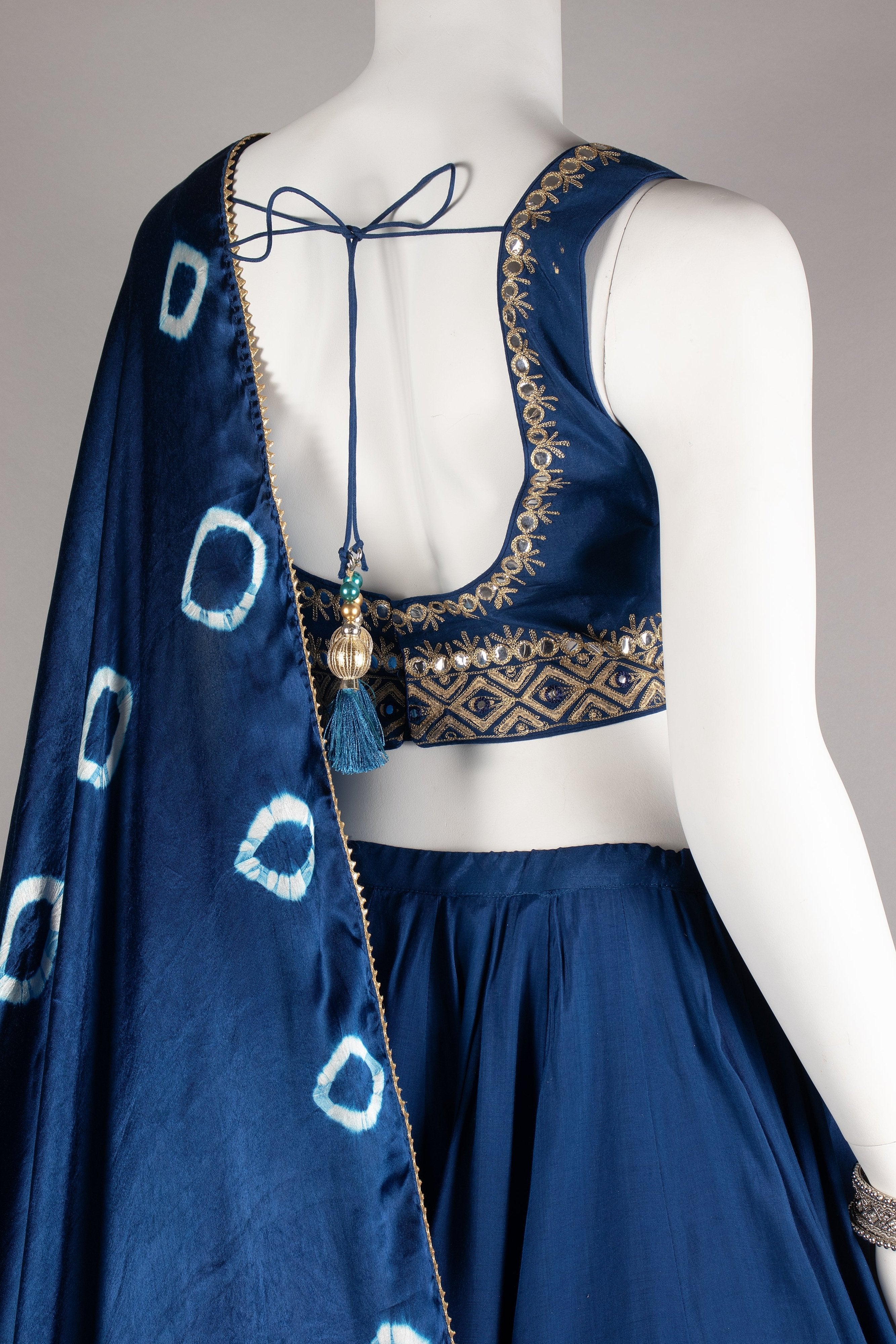 Premium Blue Navratri Chaniya Choli with Stunning Pure Gaji Silk Dupatta