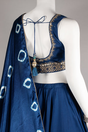 Premium Blue Navratri Chaniya Choli with Stunning Pure Gaji Silk Dupatta